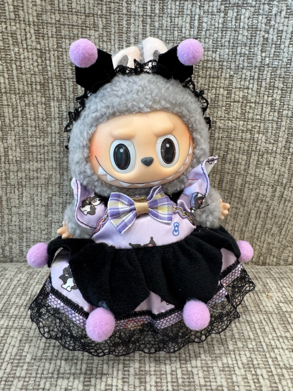 POP MART Labubu - Sesame Bean - Macaron Series w/ Kuromi Sanrio Outfit Costume